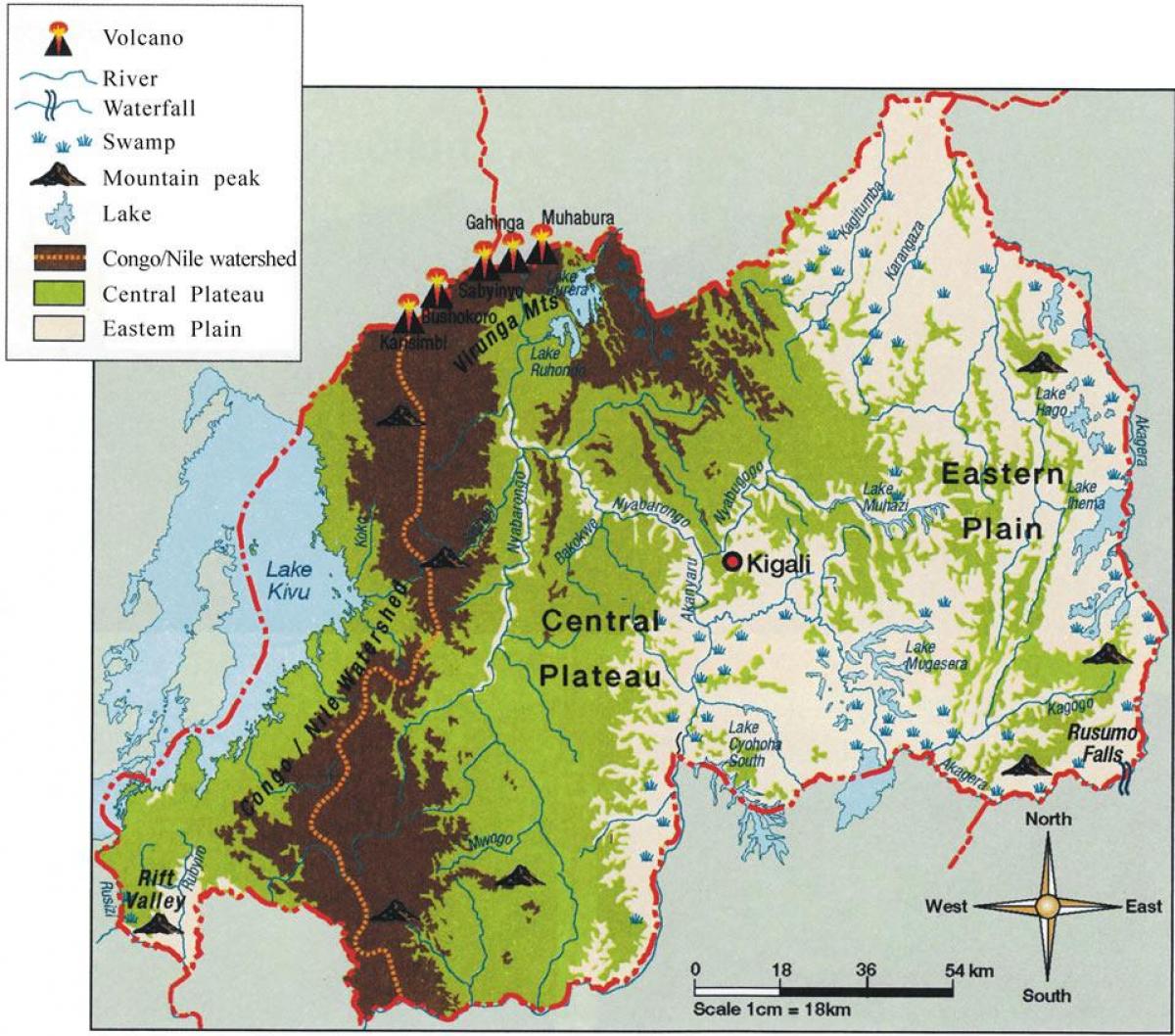 heograpikal na mga mapa ng Rwanda