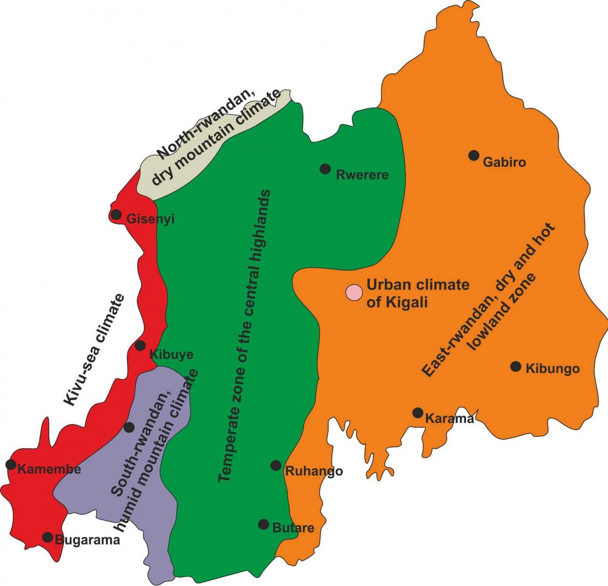 mapa ng Rwanda klima