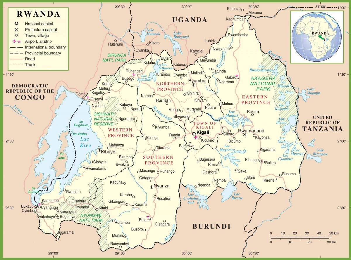 mapa ng Rwanda pampulitika