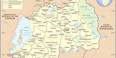 Mapa ng mapa Rwanda nakapalibot na mga bansa