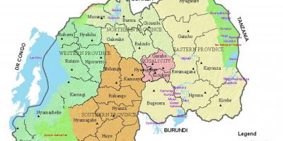 Mapa ng Rwanda sa mga distrito at sektor